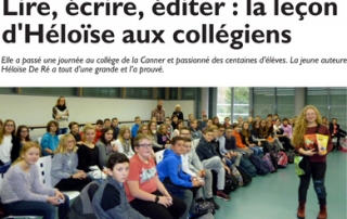 Héloïse De Ré, article RL Intervention collège de la Canner 01/12/2016